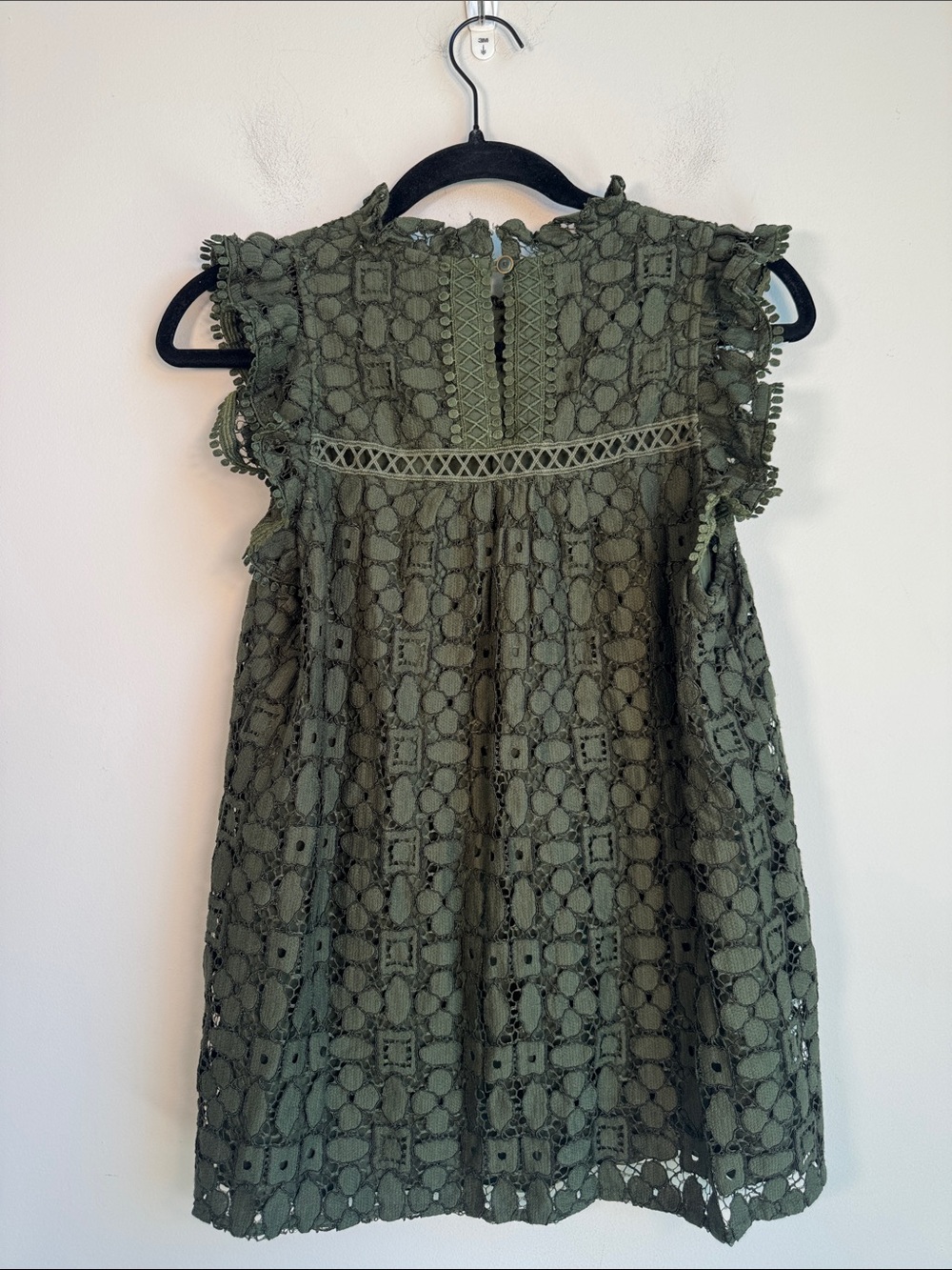 Maeve Olive Green Lace Ruffle Sleeve Blouse - Picture 5 of 6